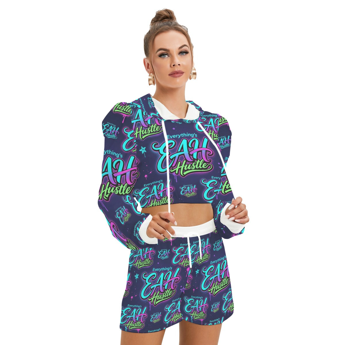 D Finest Apparel Women's Mirco Fleece Hoodie And Shorts Set